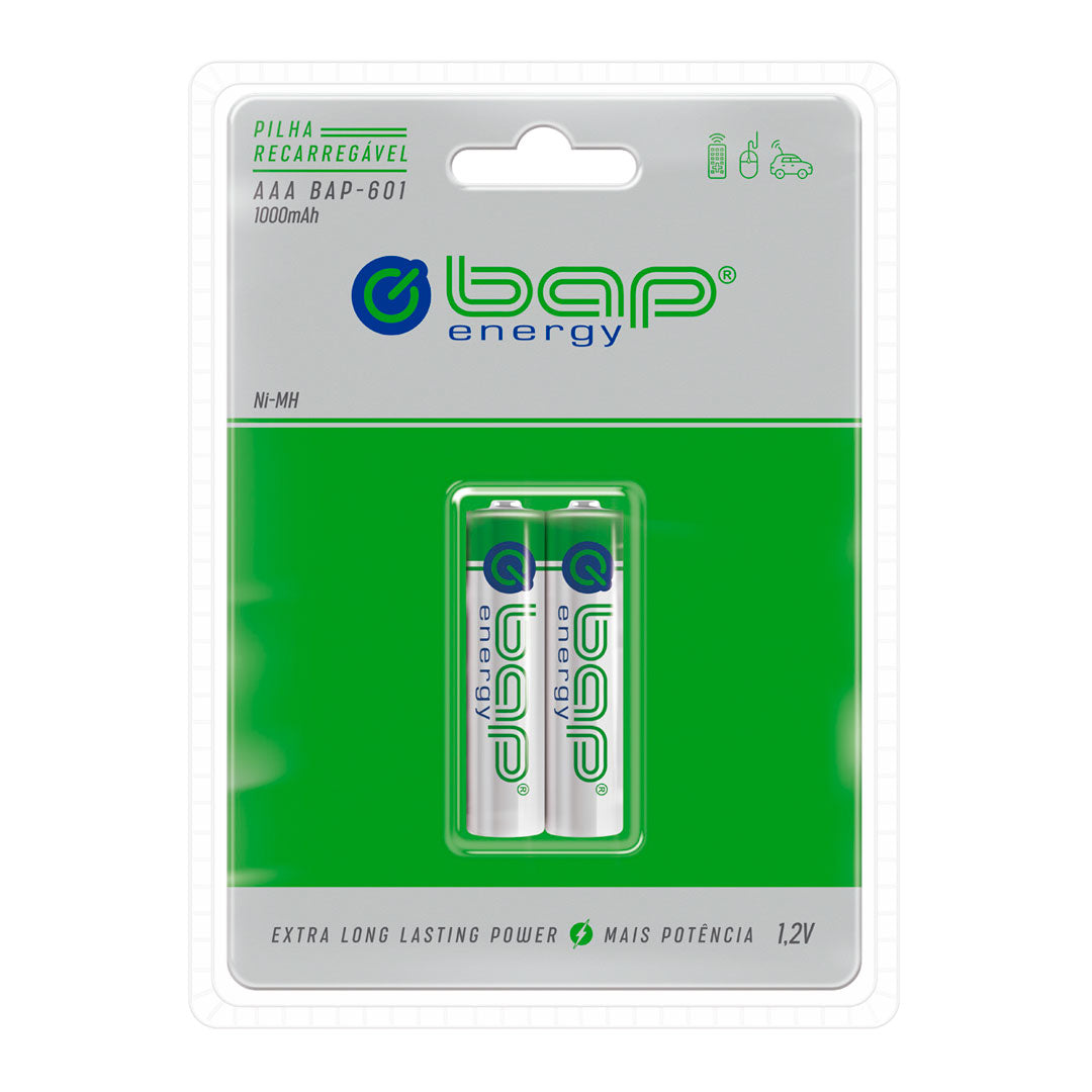 2 Pilhas Recarregáveis Aaa 1.2v 1000mah Bap601 (1 Cart)