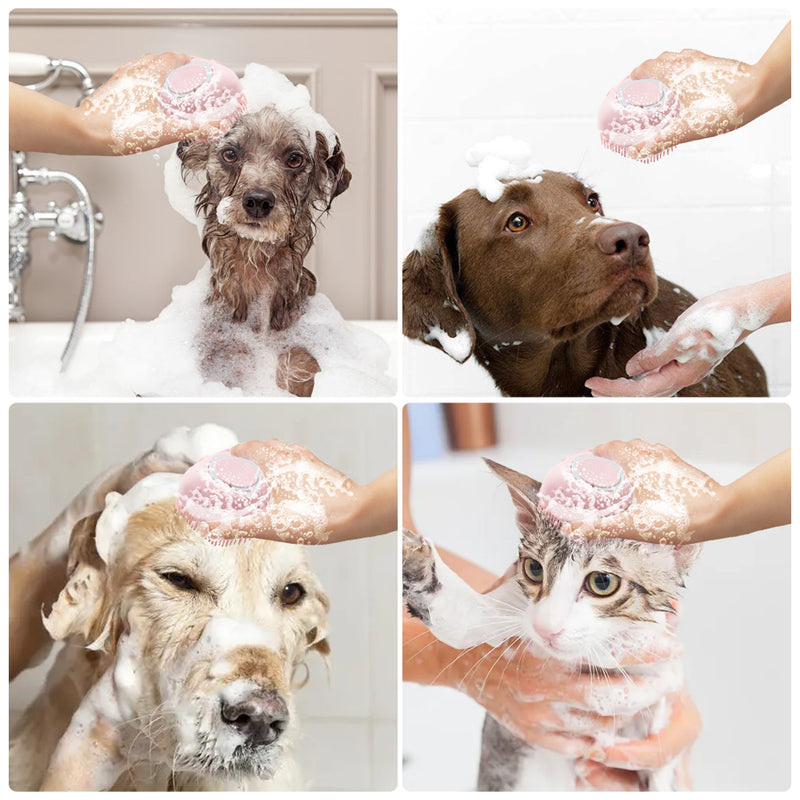 Esponja De Silicone Para Banho Com Dispenser Shampoo / Sabonete Escova Crianças, Adultos e para Pets