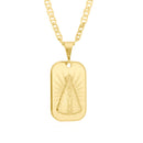 Corrente Italiana Piastrini Fecho Gaveta 2,5mm - 6g - 70 Cm + Pingente Placa Diamantada Nossa Senhora 2,0 X 1,5 Cm