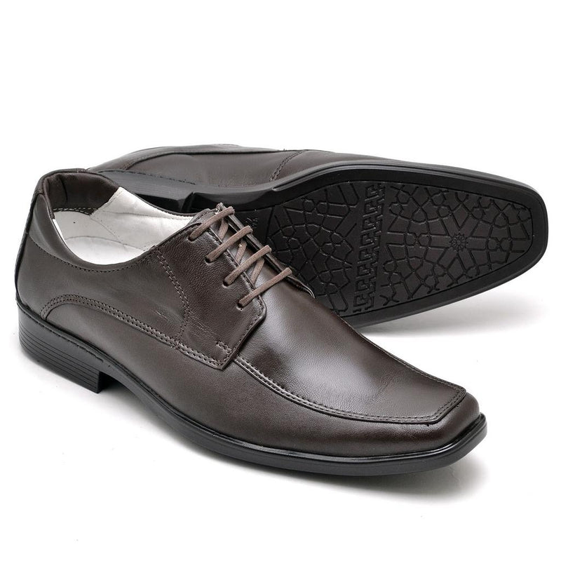 Sapato Casual Conforto Couro Marrom 015