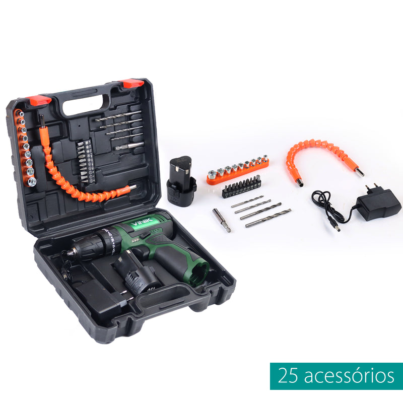 Furadeira E Parafusadeira De Impacto 12v Ions-litio Bivolt C/ Acessorios - Lbt-ts-12f