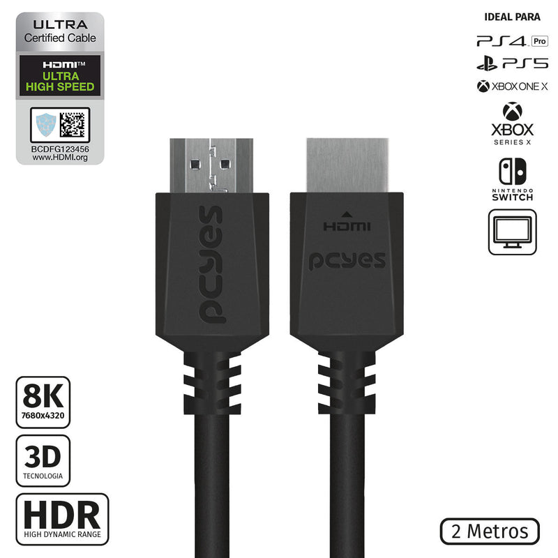 Cabo Hdmi Ultra 2.1 28awg Puro Cobre 4k (120hz) E 8k (60hz) 2 Metros - Phm8k-2