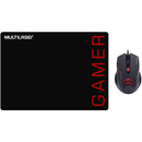 Kit Mouse Pad E Mouse 3200dpi Gamer Preto E Vermelho Mo306
