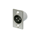 Conector Xlr Painel Macho 3 Polos Quadrado Estendido Nickel Nc3mp Neutrik