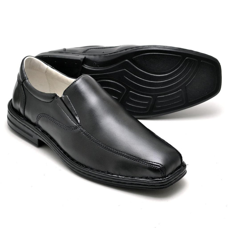 Sapato Casual Conforto Couro Preto 1010