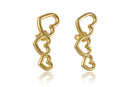 Brinco Ear Cuff  Dourado De Corações Pequeno Folheado