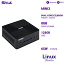 Computador Mini3 Dual Core Celeron N4020 1.10ghz Mem 8gb Ddr4 Ssd 128gb Wi-fi+bt Fonte 65w Externa Linux Ubuntu