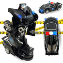 Carro De Polícia Vira Robô Brinquedo Bate E Volta C/ Som Luz
