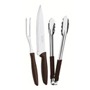 Jogo Para Churrasco Plenus Com Laminas Em Aco Inox E Cabos De Polipropileno Marrom 3 Pecas