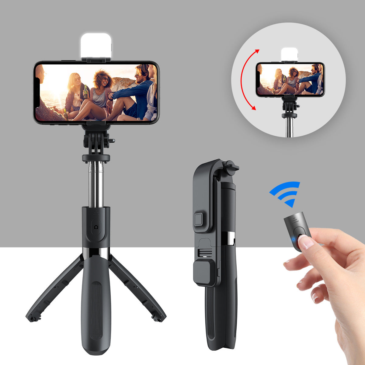 Tripé sem fio dobrável para selfie 3 em 1 Bluetooth 102cm universal