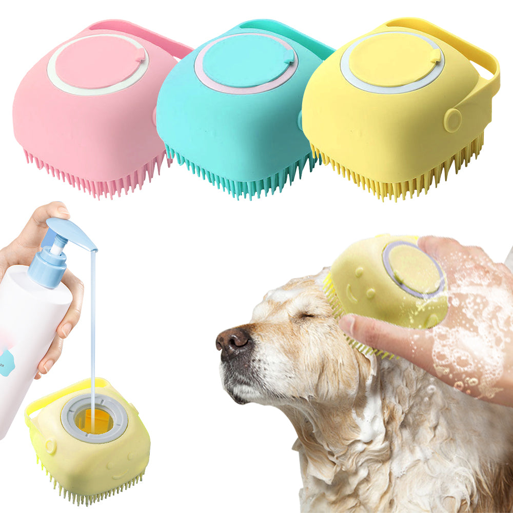 Esponja De Silicone Para Banho Com Dispenser Shampoo / Sabonete Escova Crianças, Adultos e para Pets