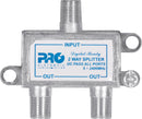 DIVISOR SATÉLITE 1 ENTRADA E 2 SAÍDAS - 5~2400 MHZ (VHF / UHV / SATÉLITE) COM PASSAGEM DC PQDV-2022