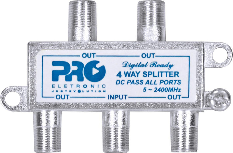 DIVISOR SATÉLITE 1 ENTRADA E 4 SAÍDAS - 5~2400 MHZ (VHF / UHV/SATÉLITE) COM PASSAGEM DC PQDV-2024B