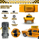 Carrinho De Ferro Miniatura Taxi Antigo Metal Abre A Porta