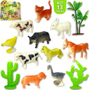 Kit Animais De Fazenda Brinquedo De Borracha Vaca Cavalo