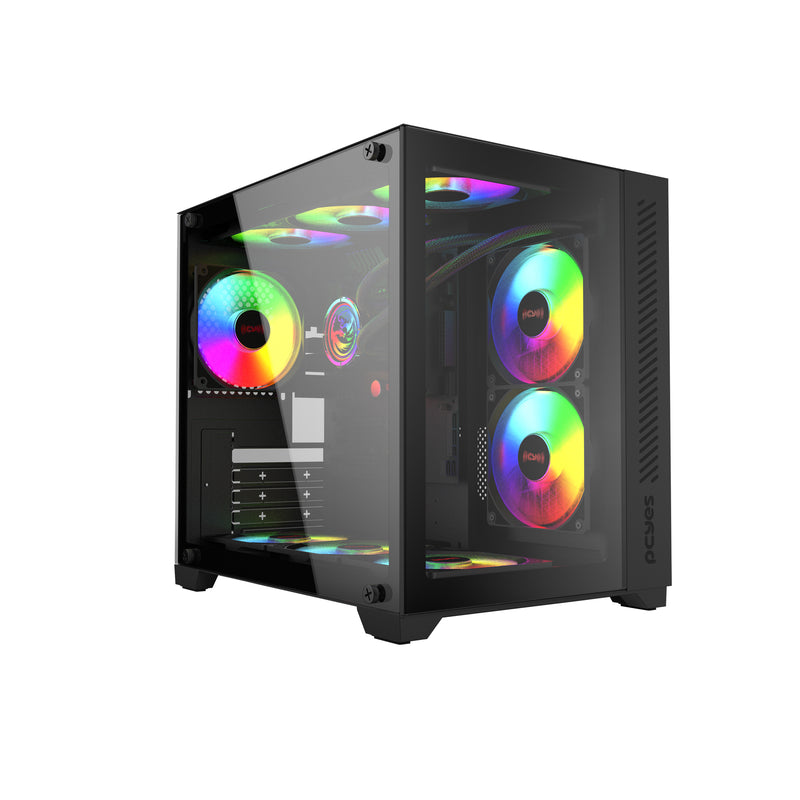 Gabinete Gamer Forcefield Black Vulcan - Frontal E Lateral Em Vidro - Pcyes - Gffbvp