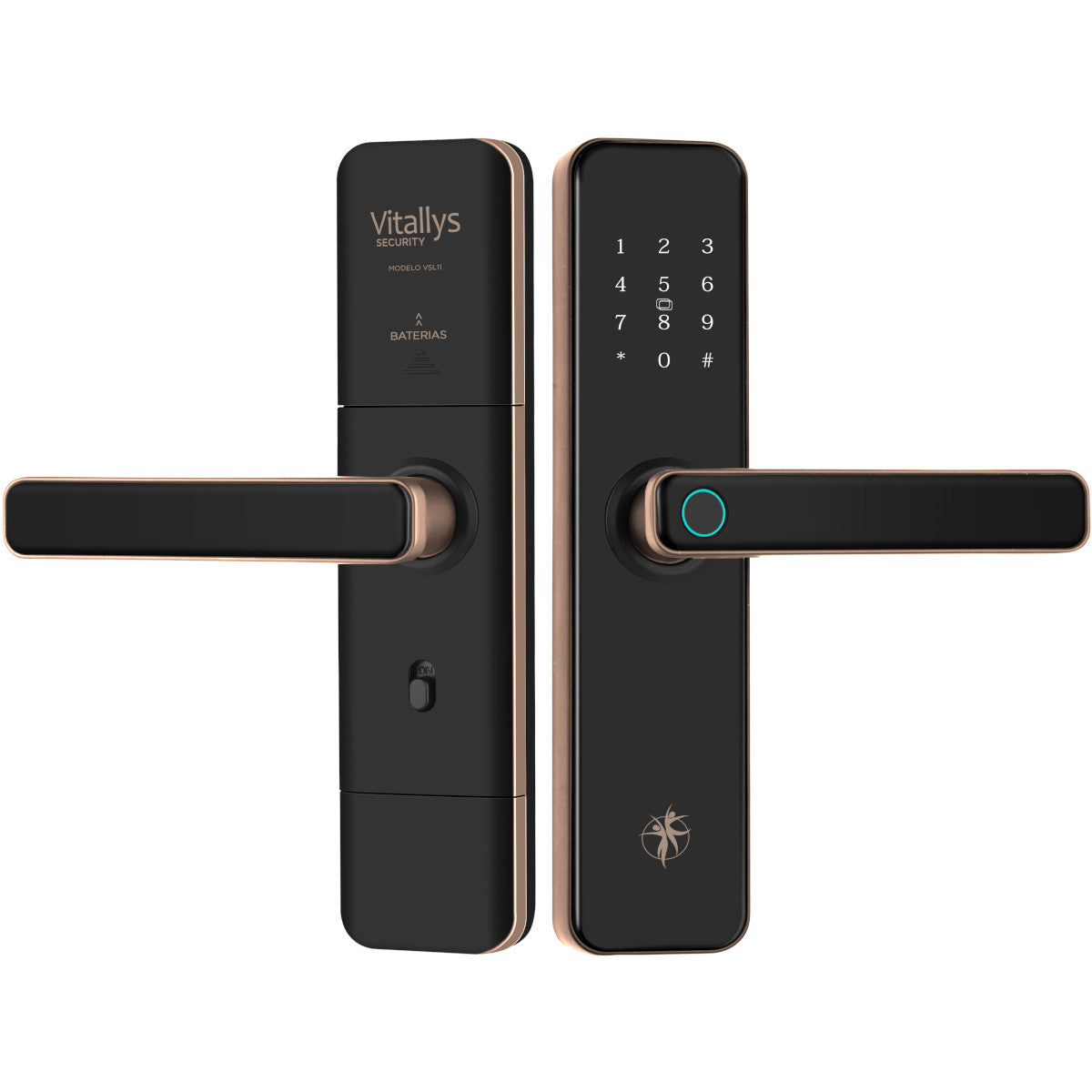 Fechadura Smart De Embutir Com Maçaneta Vsl-11 Vitallys Smark Lock Com Borda De Bronze