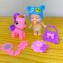 Unicórnio Com Boneca De Vinil C/cabelo Acessórios Brinquedo