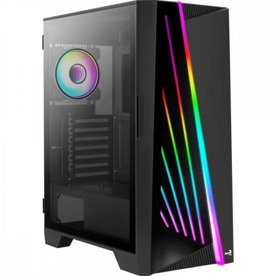 Gabinete Gamer Mid Tower MIRAGE V1 RGB Preto AEROCOOL