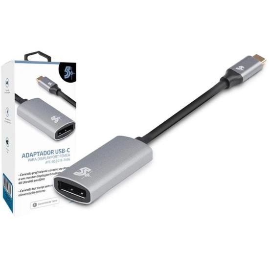 Adaptador USB-C Para DispalyPort Femea 4k 60hz 5+