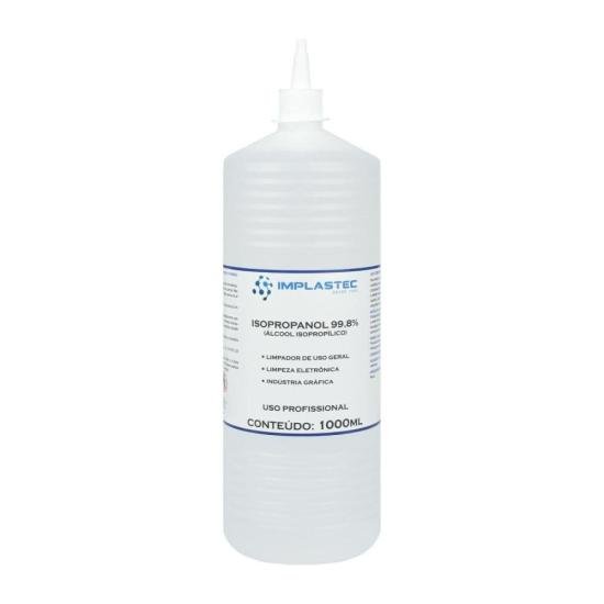 Álcool Isopropilíco 99,8% 1000ML Isopropilico Transparente Implastec - CX / 18