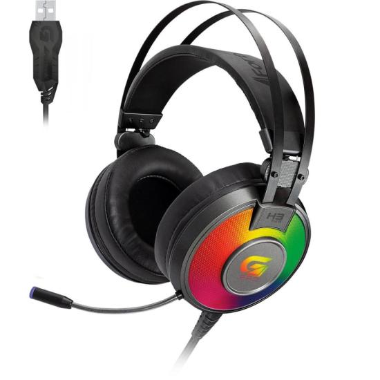 Headset Gamer Fortrek H3+ 7.1 USB RGB Cinza