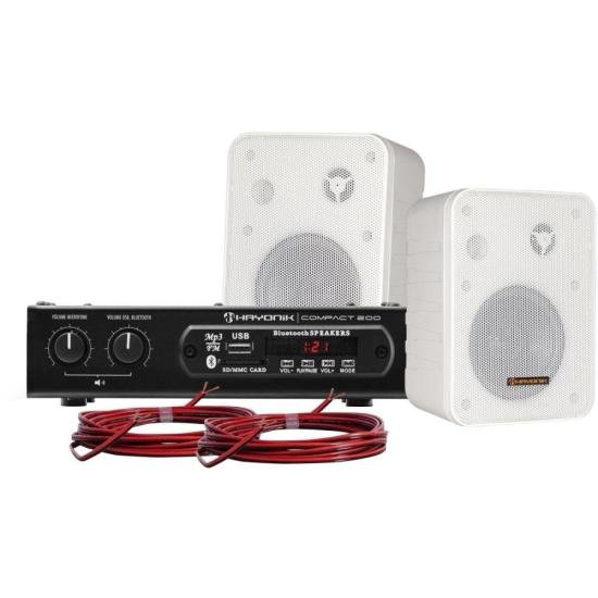 Kit Som Ambiente 200W Musical AMBIENCE 2000 V2 Branco HAYONIK