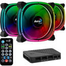 Kit 3 Coolers Aerocool Astro 12 PRO ARGB + Hub + Controle