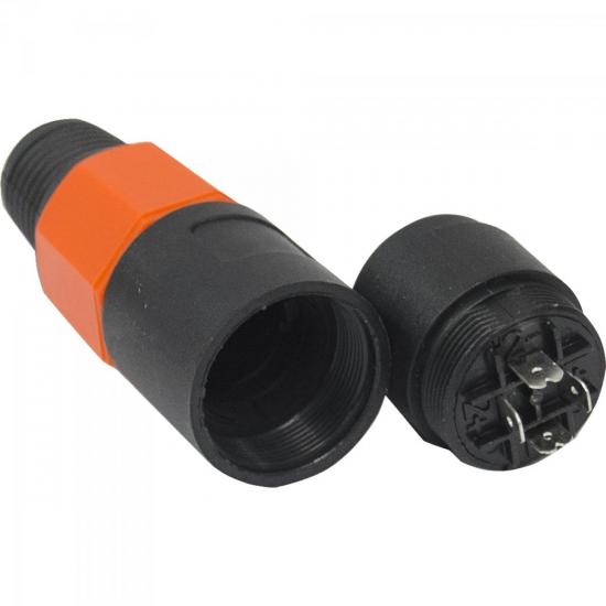 Conector Speakon de Linha Fêmea 4 Pólos JCSP0003 Preto/Laranja Storm - PCT / 10