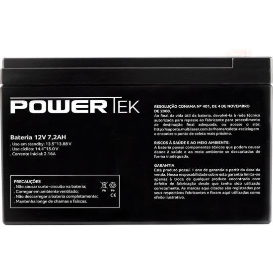 Bateria Selada 12V 7,2Ah EN014 POWERTEK