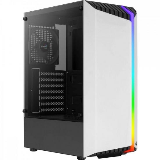 Gabinete Gamer Aerocool Bionic Branco RGB Lateral Vidro