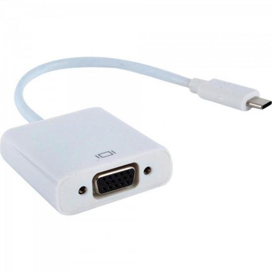 Adaptador USB Tipo C Macho Para VGA Femea ADAP0057 Branca Storm