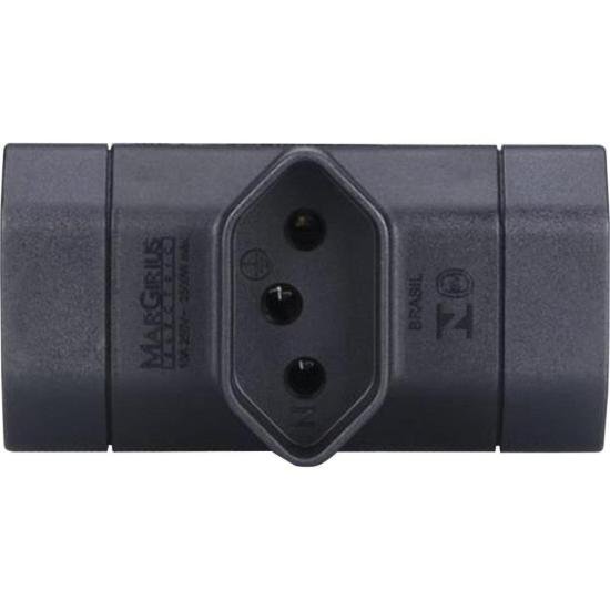 Adaptador Benjamim 2P + T 10A ADP2-34 Preto MarGirius - PCT / 20