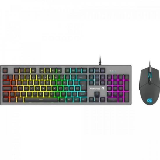 Combo Teclado + Mouse Gamer Fortrek Rainbow Ranger Grafite RGB