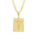 Corrente Italiana Piastrini Fecho Gaveta 2,5mm - 6g - 70 Cm + Pingente Placa Texturizada Cristo - 1,5 X 1,2 Cm