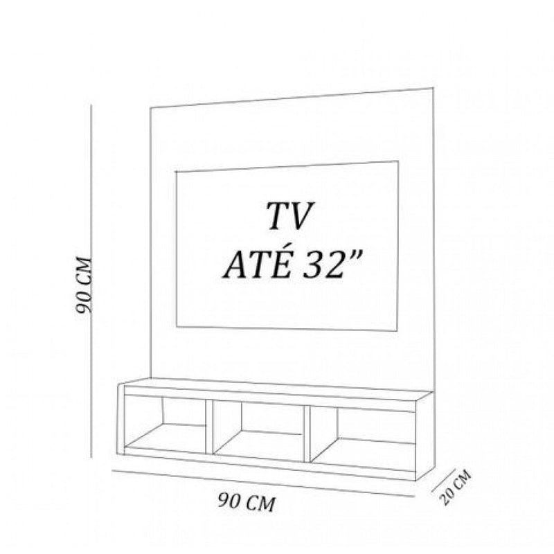 Painel Para Tv Até 32 Polegadas 3 Nichos Madeirado Em Mdf