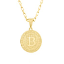 Corrente Tijolinho Fecho Gaveta 1,5mm - 6g - 70 Cm + Pingente Bitcoin Especial Pequeno - 2,0 X 2,0 Cm