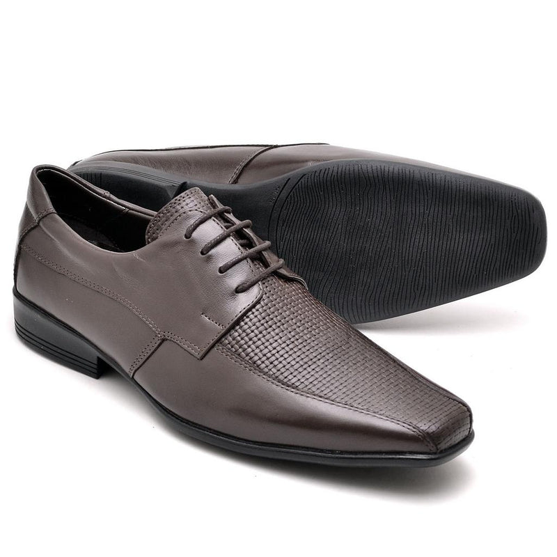 Sapato Casual Conforto Couro Marrom 014