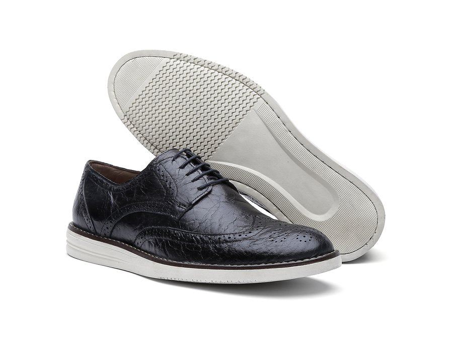 Sapato Casual Oxford Masculino Couro Fóssil Preto 206