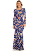 Vestido Longo Viscolycra Estampado Sereia Vermont Azul