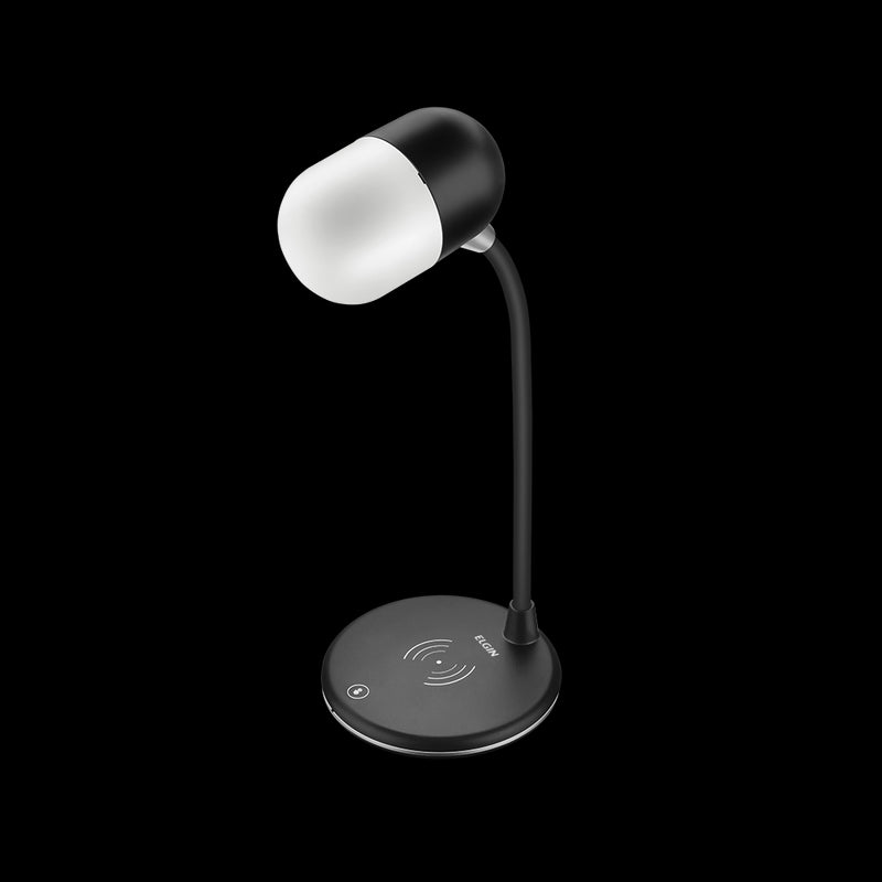 Luminária De Mesa Led Lumi Play 3 Em 1 Carregador De Celular Por Indução E Caixa De Som Preta - 48lumiplay00