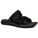 Sandália Papete Masculina De Couro Preto 2200