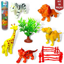 Kit Animais Da Floresta Fazendinha Girafa Leão Zebra Tigre