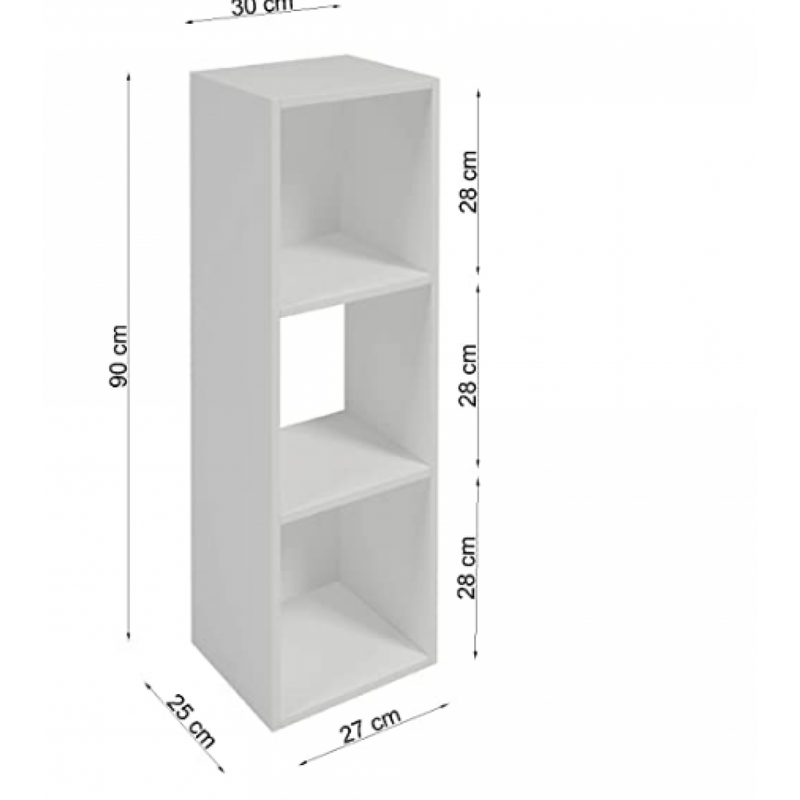 Estante De Livros 3 Nichos Em Mdf Branco