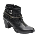 Bota Casual Feminina Cano Curto Couro Comfort Preto 2360