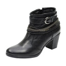 Bota Casual Feminina Cano Curto Couro Comfort Preto 2360