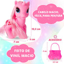 Unicórnio De Brinquedo Vinil + Acessórios Infantil Ponei