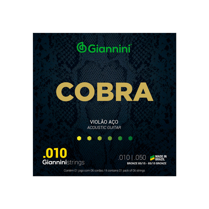 Encordoamento Para Violão Aço Cobra Bronze .010 - Geefle