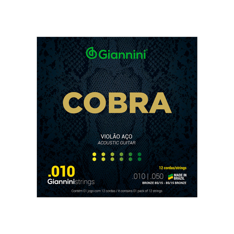 Encordoamento Para Violao 12 Cordas Aco Cobra Bronze - Geef12m