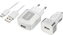 KIT COM CARREGADORES VEICULAR USB+TOMADA+VEICULAR